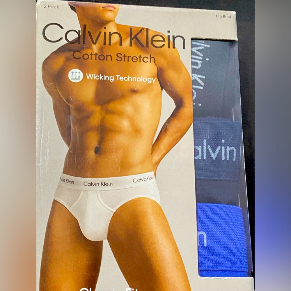 Calvin Klein 3 Hip Briefs Cotton Stretch Classic Fit Size XXL